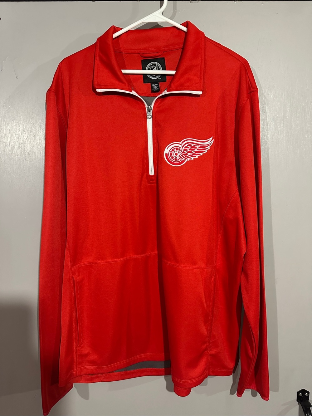 NHL Red Pullover Quarter-Zip with White Trim